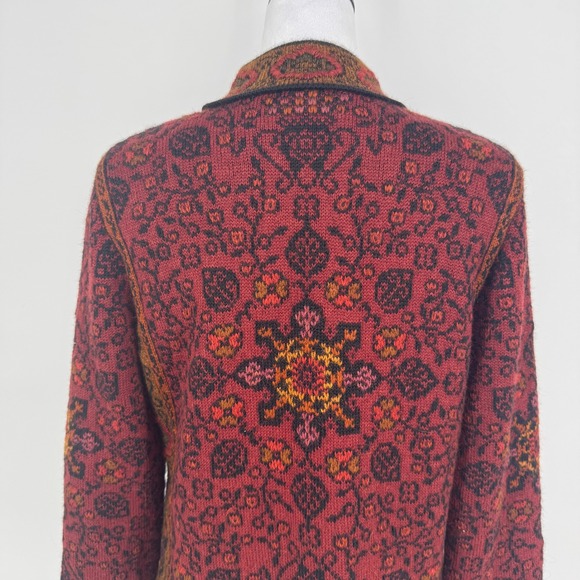 Peruvian Connection 100% Alpaca Mandarin Spice Jacket Size Medium Red Boho Artsy - Picture 7 of 11